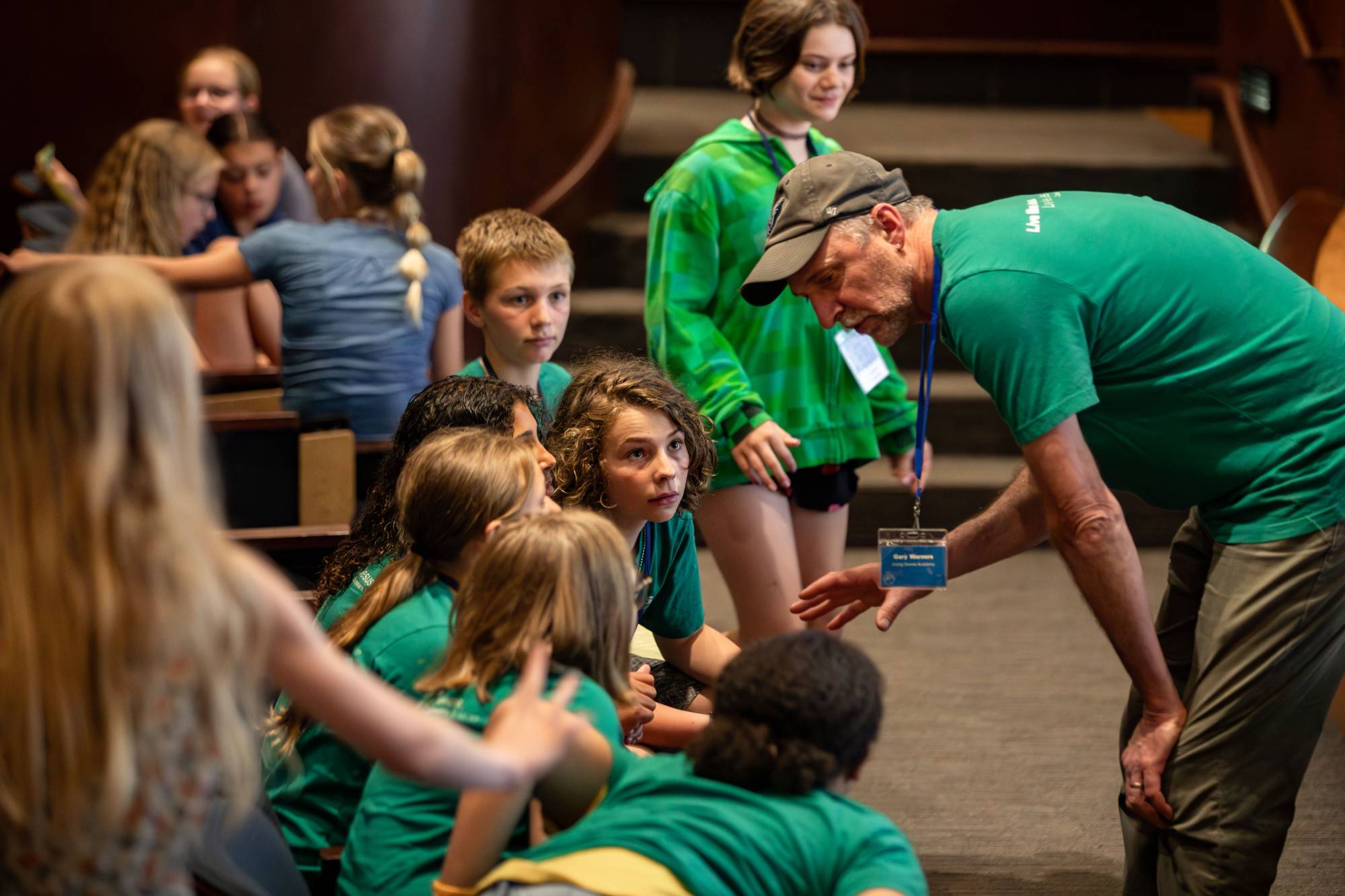 Teacher and students at the student project showcase